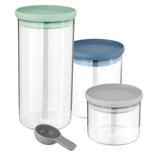 LEO 3PC GLASS FOOD CONTAINER SET, MULTI