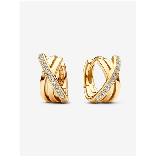 CROSSOVER PAVÉ HOOP EARRINGS