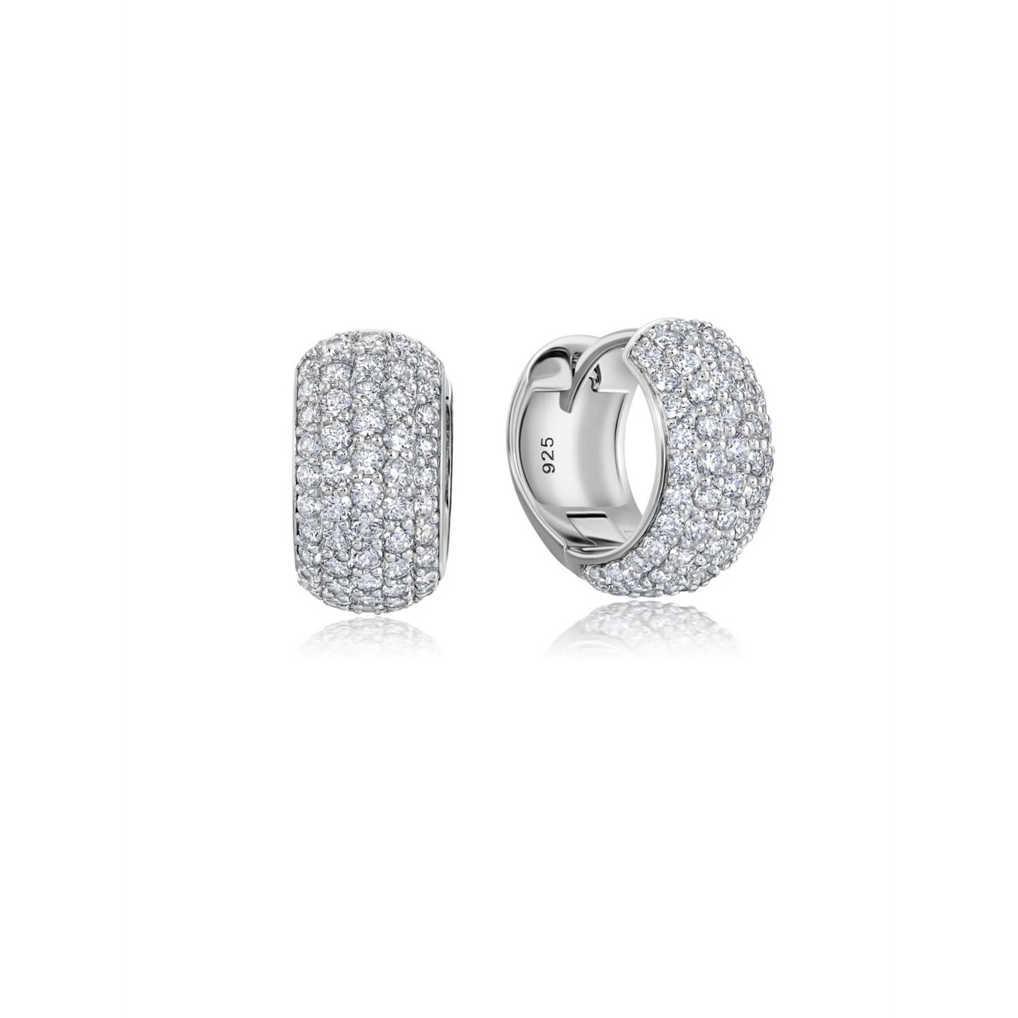 CRISLU SMALL PAVE HUGGIE HOOP EARRINGS