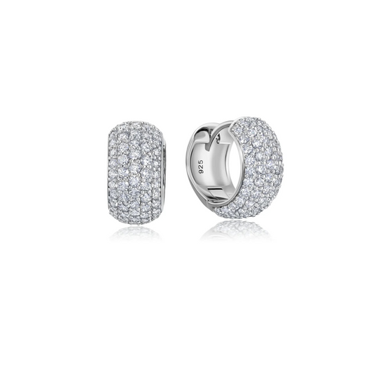 CRISLU SMALL PAVE HUGGIE HOOP EARRINGS