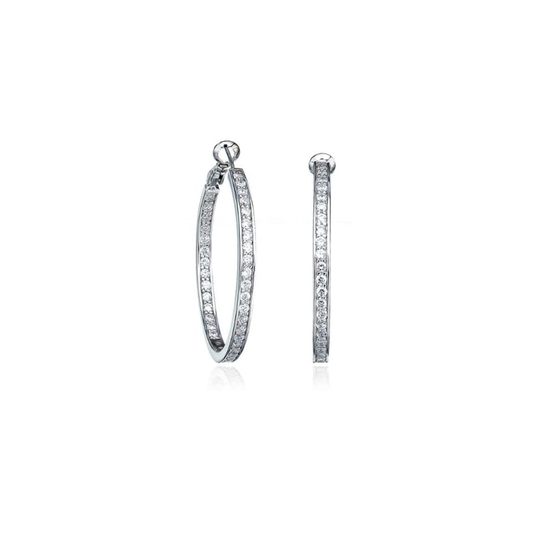 CRISLU CLASSIC INSIDE OUT HOOP EARRINGS FINISHED IN PURE PLATINUM