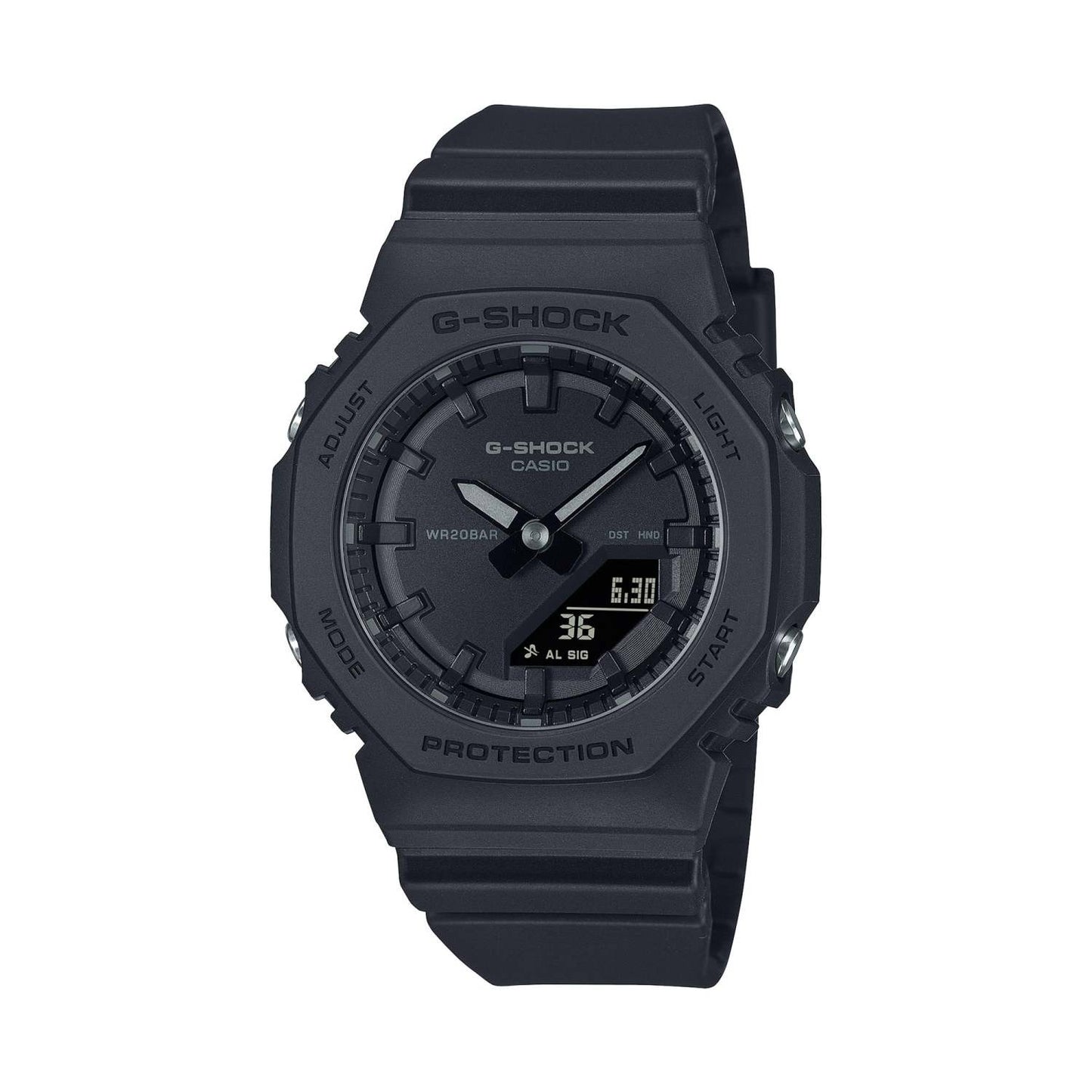LADIES OCTAGON ANA-DIGI MATTE BLACK RESIN WATCH BLACK DIAL