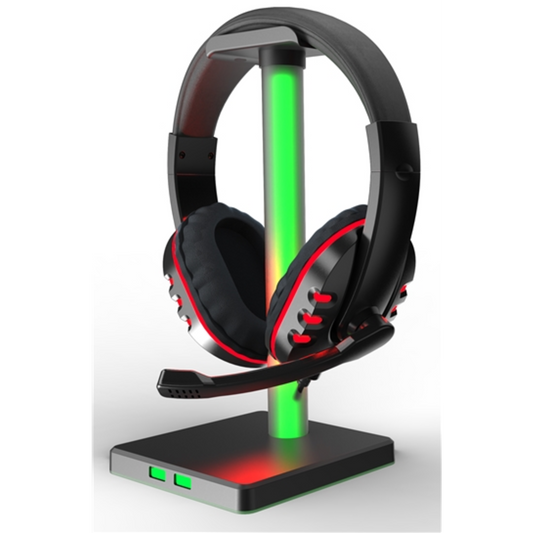 LED HEADPHONE AND STAND STREAMING COMBO, BLACK