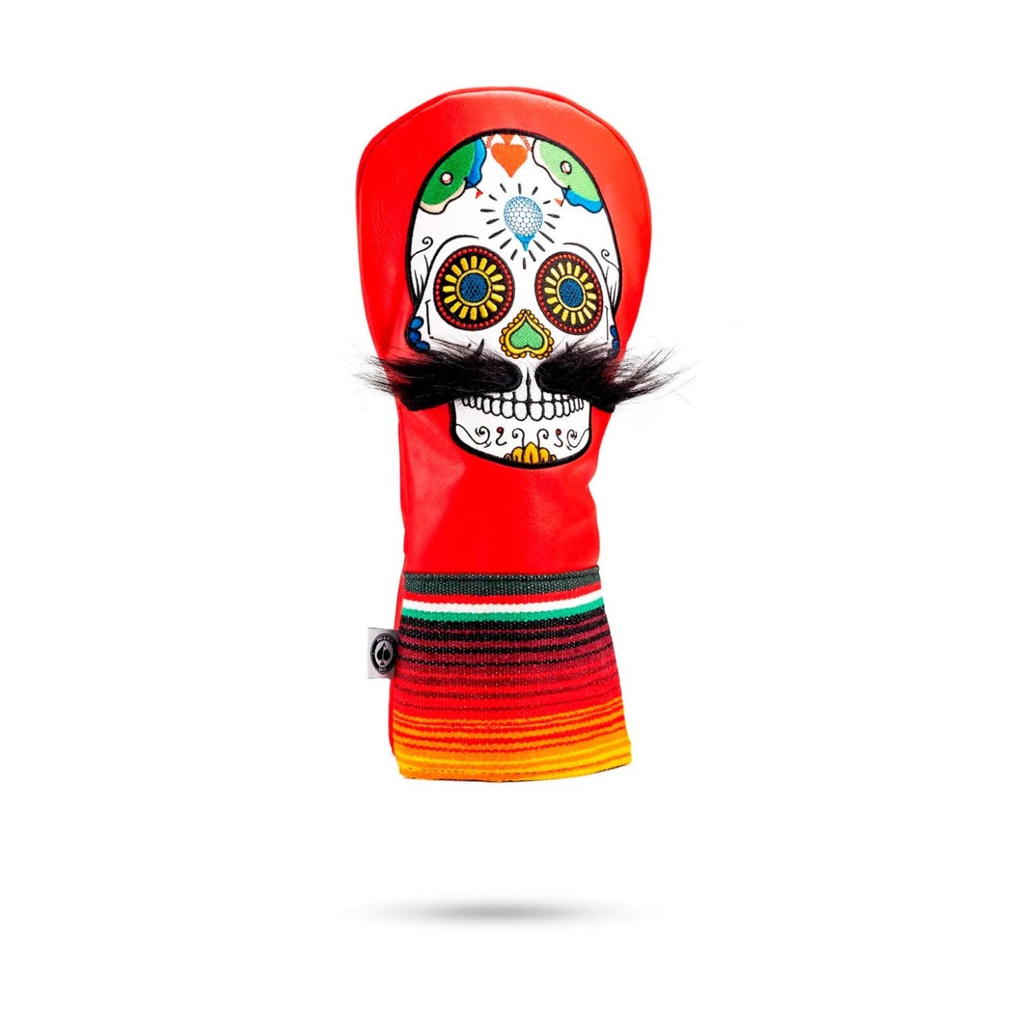 MUSTACHE SUGAR SKULL - FAIRWAY COVER RED