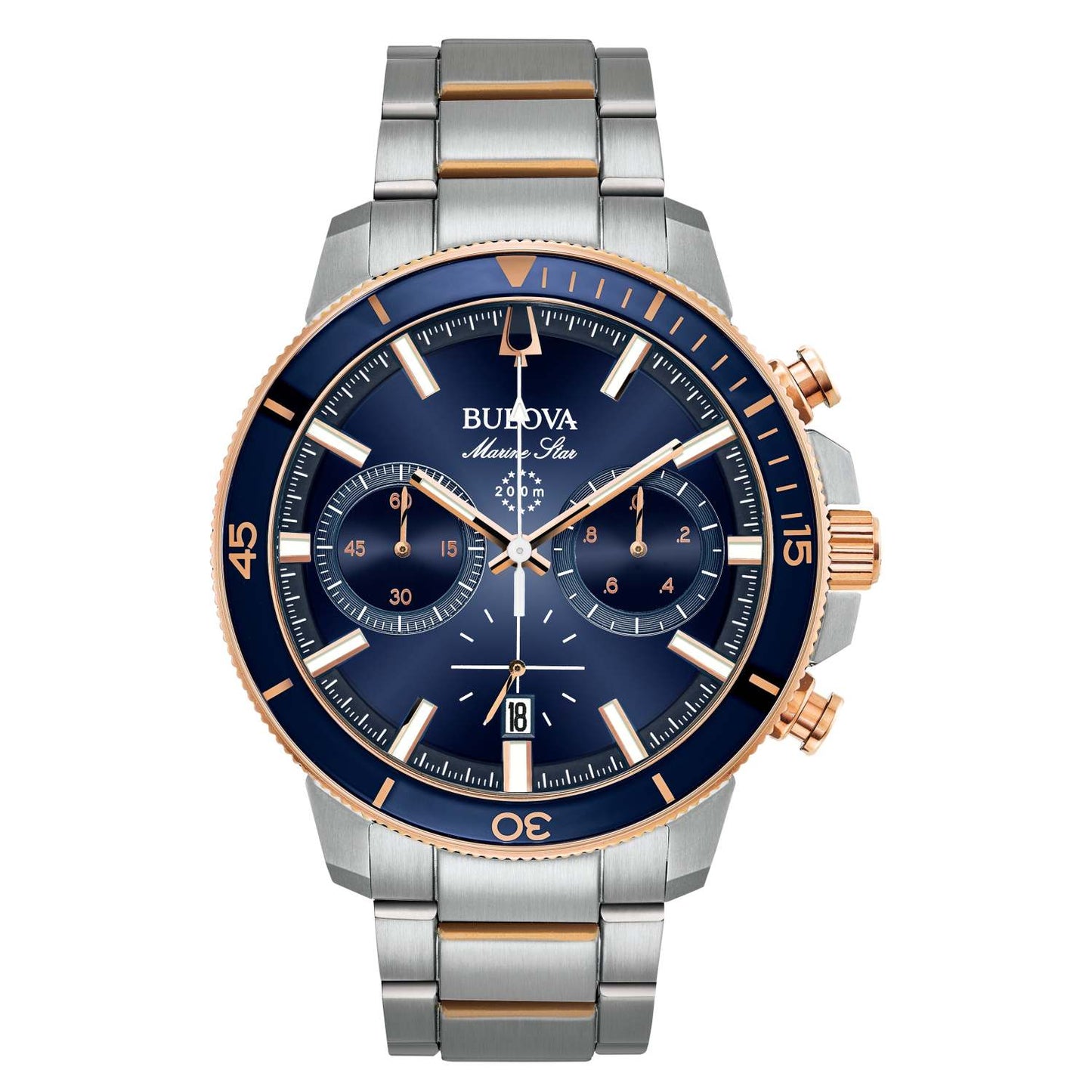 MENS MARINE STAR CHRONOGRAPH SILVER-TONE WATCH BLUE DIAL