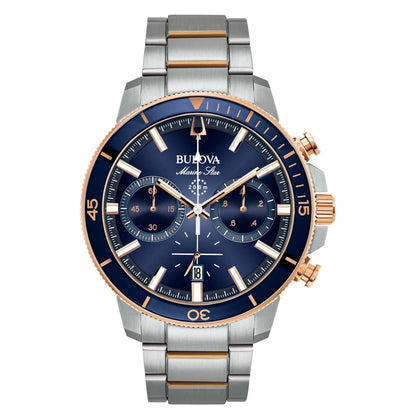 MENS MARINE STAR CHRONOGRAPH SILVER-TONE WATCH BLUE DIAL