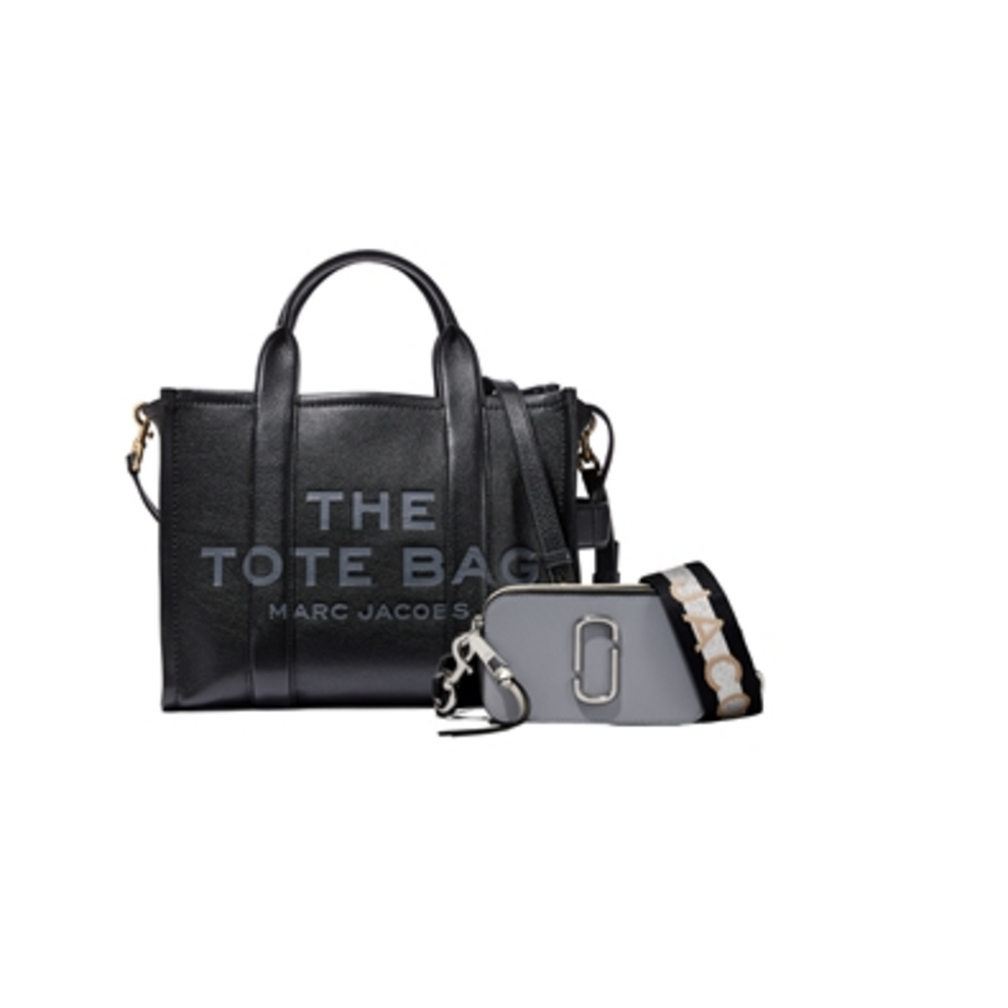 MEDIUM TOTE/SNAPSHOT 2 PC, BLACK/GREY