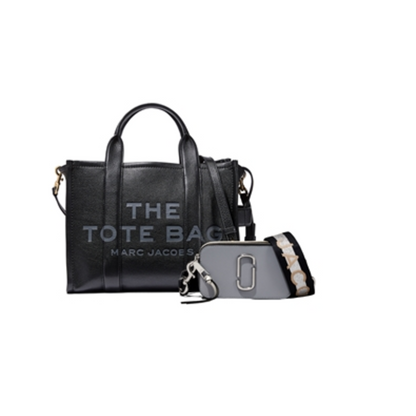 MEDIUM TOTE/SNAPSHOT 2 PC, BLACK/GREY