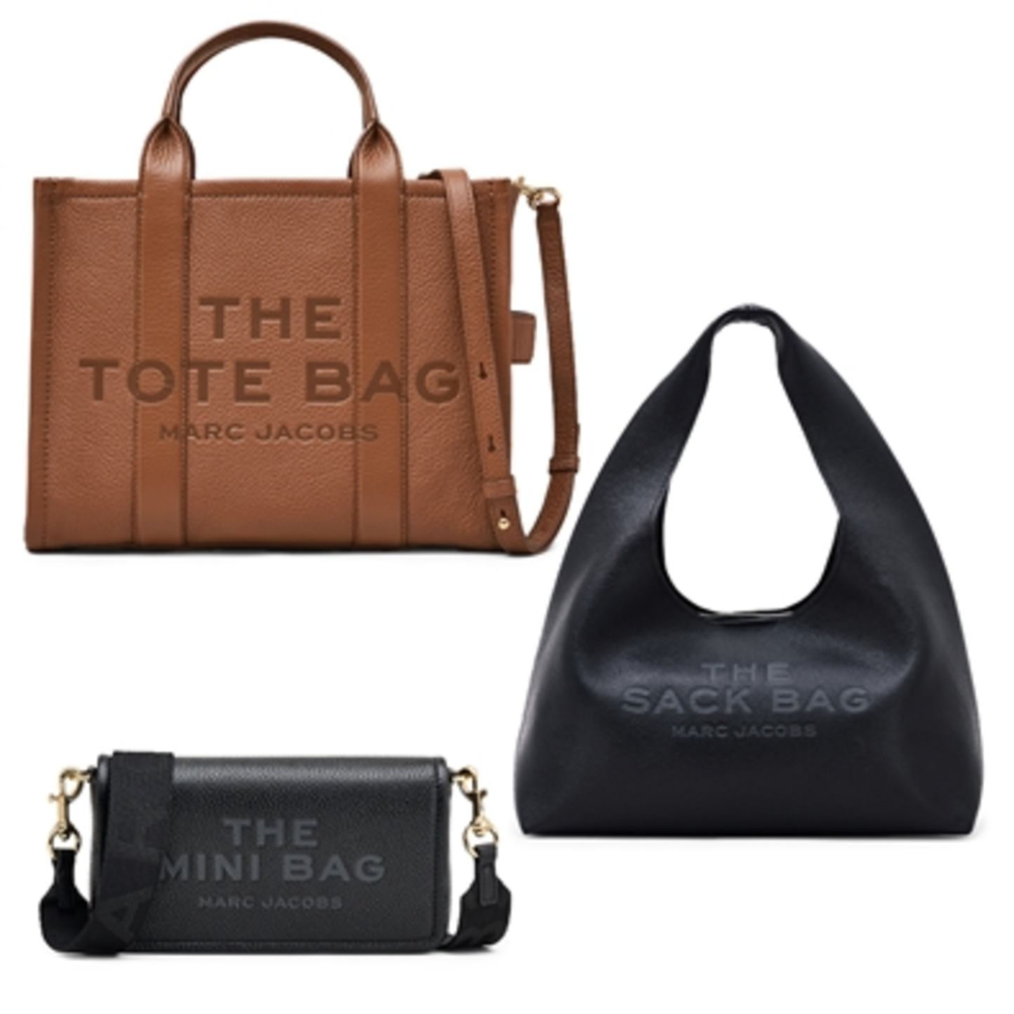 THE TOTE, SACK & MINI BAG TRIO, BLACK / ARGAN OIL
