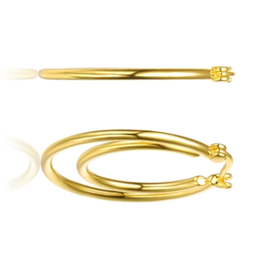 14K GOLD DOUBLE  HOOP ELEGANT EARRINGS, GOLD