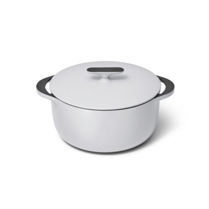 6.5QT ENAMELED CAST IRON DUTCH OVEN W/ FLAT LID GRAY