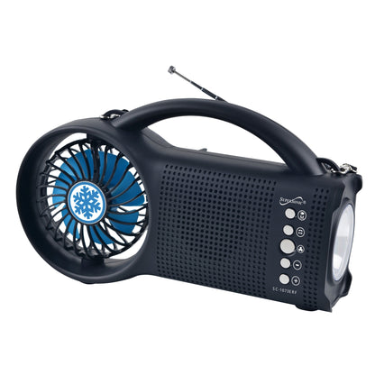 EMERGENCY SOLAR POWER BLUETOOTH SPEAKER W/ FM RADIO LED & FAN