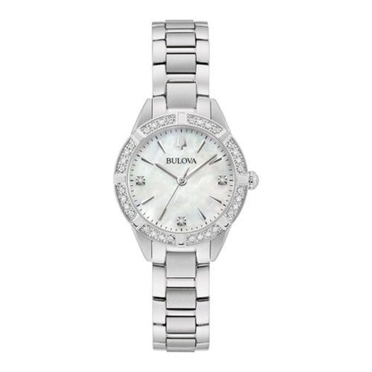 LADIES' SUTTON SLIM DIAMOND STAINLESS STEEL WATCH, MOP DIAL