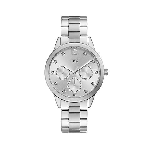 LADIES' TFX SS CRYSTAL WATCH, SILVER DIAL