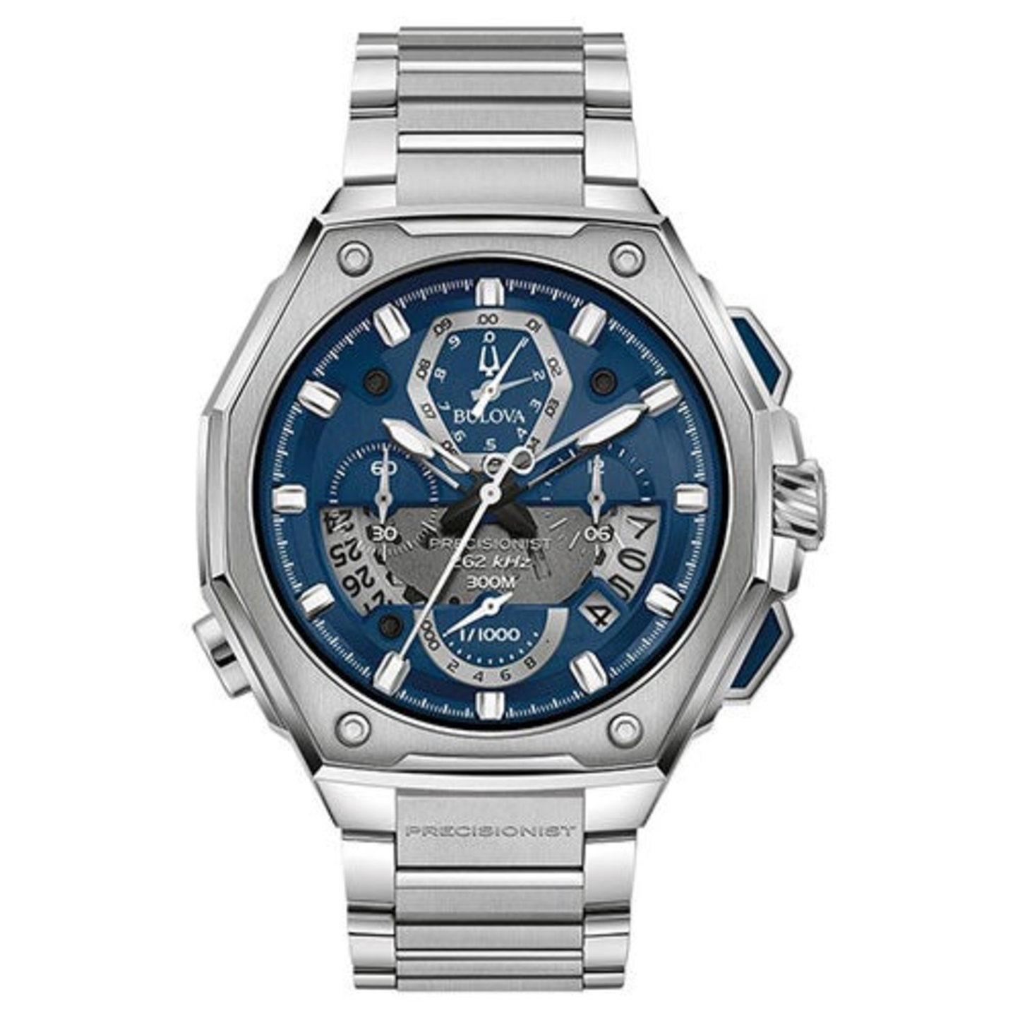 MEN'S SERIES X PRECISIONIST CHRONOGRAPH SILVER-TONE SS WATCH, BLUE DIAL