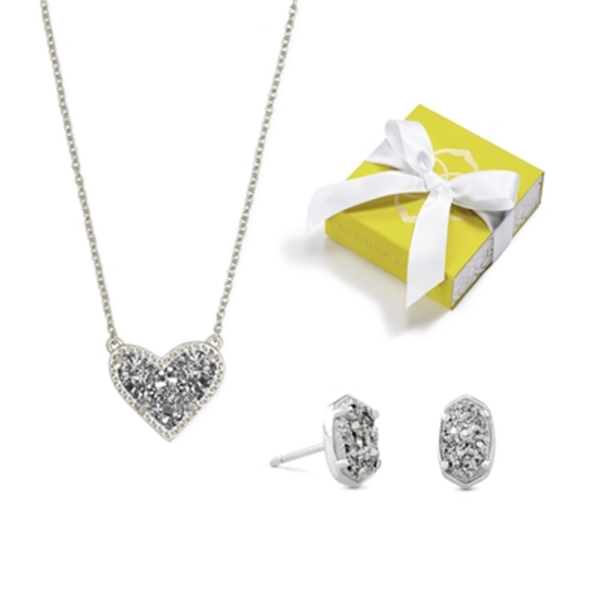 ARI NECKLACE & EMILIE EARRING GIFT SET, SILVER