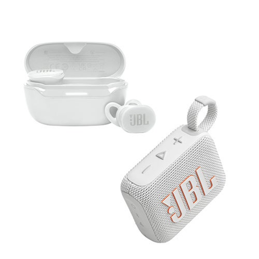 ENDURANCE RACE 2 TRUE WIRELESS EARBUDS W/ GO 4 BLUETOOTH SPEAKER WHITE