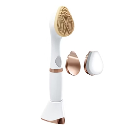 3-IN-1 MAKE-UP BRUSH, WHITE AND ROSE GOLD