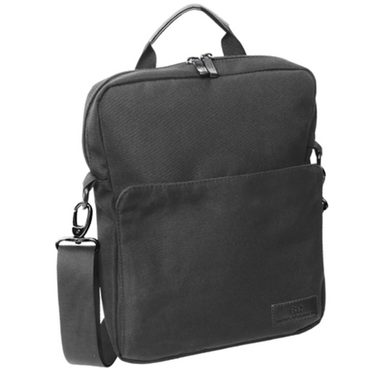 THE MESSENGER NYLON MESSENGER BAG, BLACK, 12"