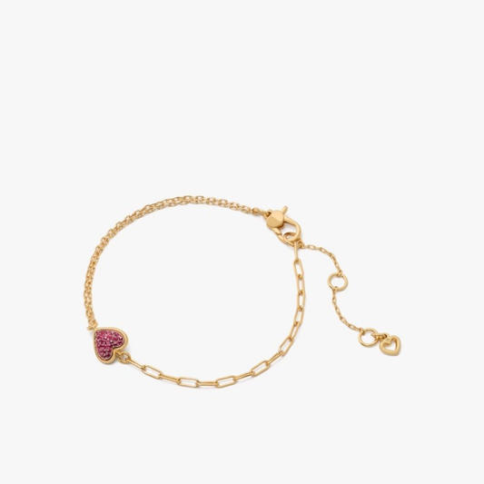 WITH ALL MY HEART PAVE LINE BRACELET - RED/GOLD