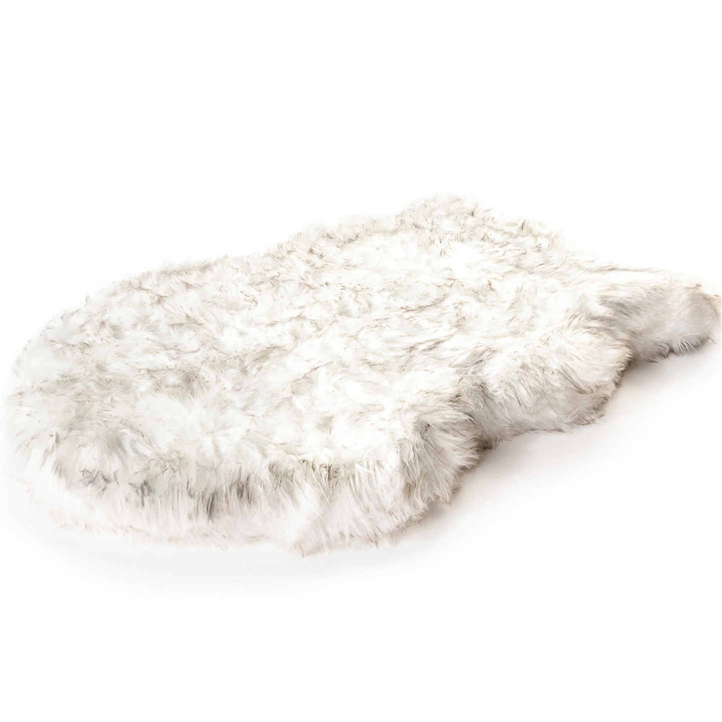 PAW PUPRUG FAUX FUR ORTHOPEDIC DOG BED - CURVED WHITE -  SMALL/MEDIUM