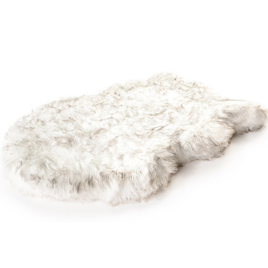 PAW PUPRUG FAUX FUR ORTHOPEDIC DOG BED - CURVED WHITE -  SMALL/MEDIUM