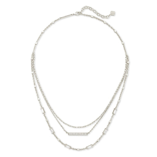 ADDISON MULTI STRAND NECKLACE, RHODIUM