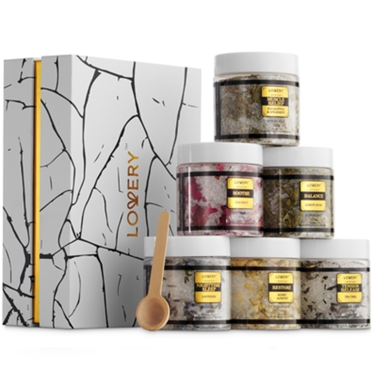 LUXE EPSOM BATH SALTS GIFT SET, GOLD,MARBLE, MULTI, 8 PIECES