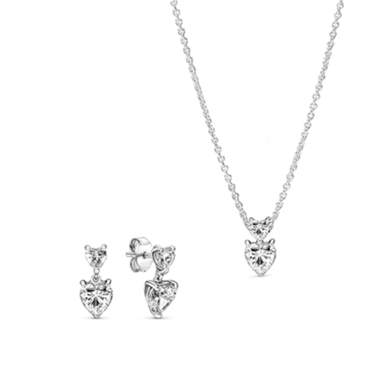 SPARKLING DOUBLE HEART JEWELRY SET
