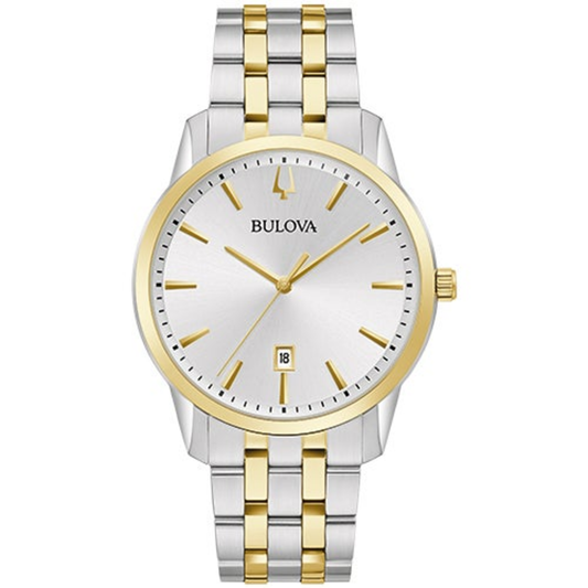 MEN'S SUTTON SILVER & GOLD-TONE STAINLESS STEEL WATCH, SILVER DIAL