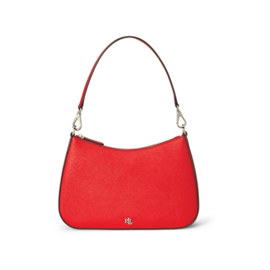 CROSSHATCH LEATHER MEDIUM DANNI BAG, BRIGHT VERMILLION