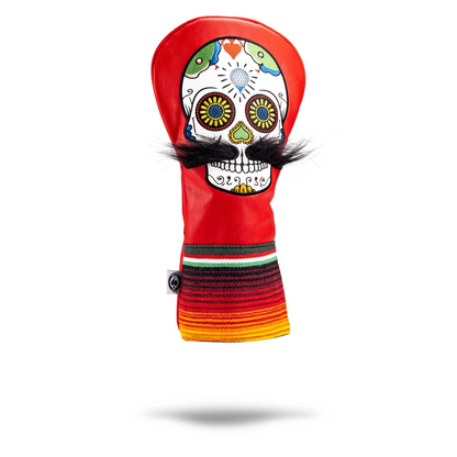 MUSTACHE SUGAR SKULL - DRIVER COVER RED