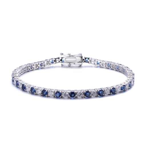 BLUE CZ FASHION BRACELET, BLUE, 7.25