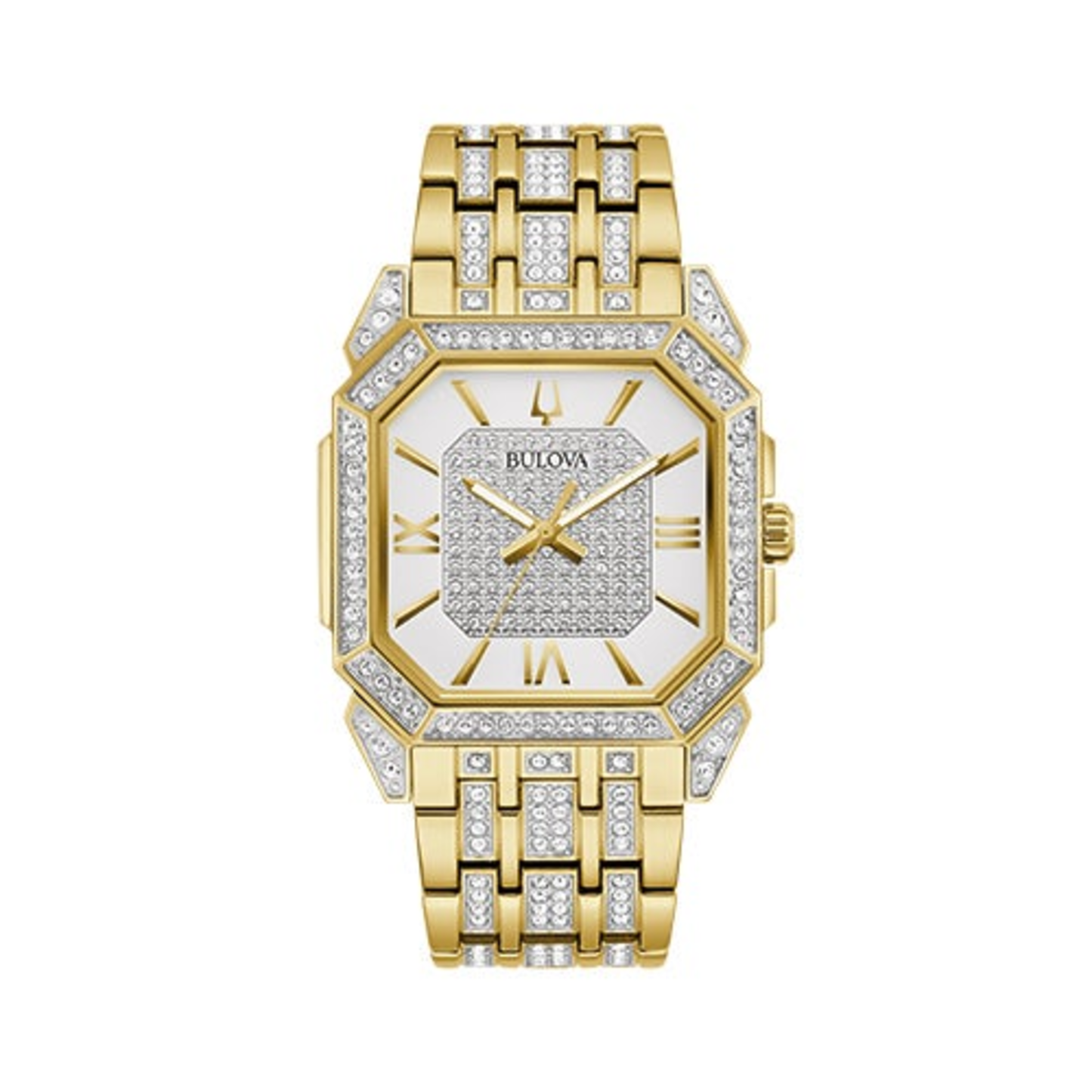 MEN'S OCTAVA CRYSTAL 2-TONE STAINLESS STEEL WATCH, WHITE & SILVER DIAL