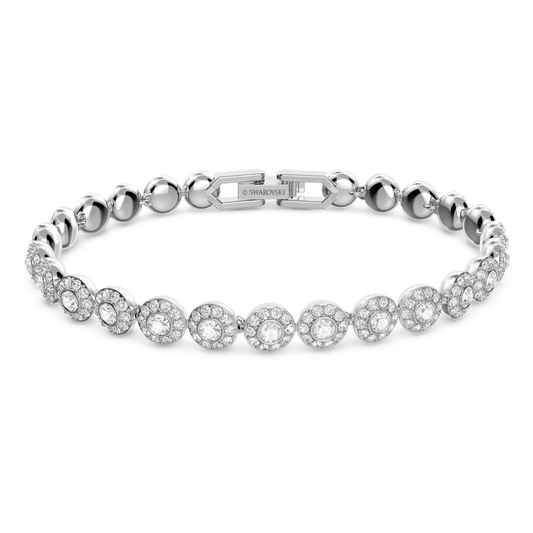 SWAROVSKI UNA ANGELIC TENNIS BRACELET ROUND CUT, SMALL, WHITE, RHODIUM PLATED