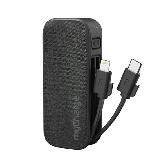 POWERHUB MINI 3K PORTABLE CHARGER W/ BUILT-IN USB-C & LIGHTNING CABLES