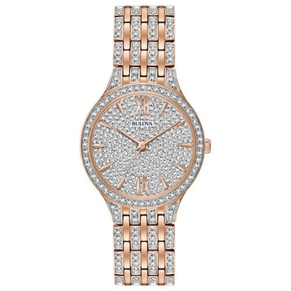 LADIES' PHANTOM CRYSTAL ROSE GOLD-TONE STAINLESS STEEL WATCH, CRYSTAL DIAL