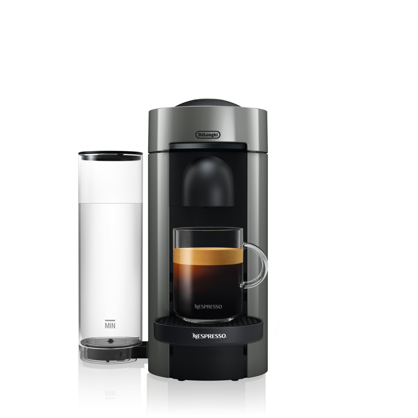 NESPRESSO VERTUO PLUS COFFEE AND ESPRESSO MACHINE BY DE'LONGHI - GREY