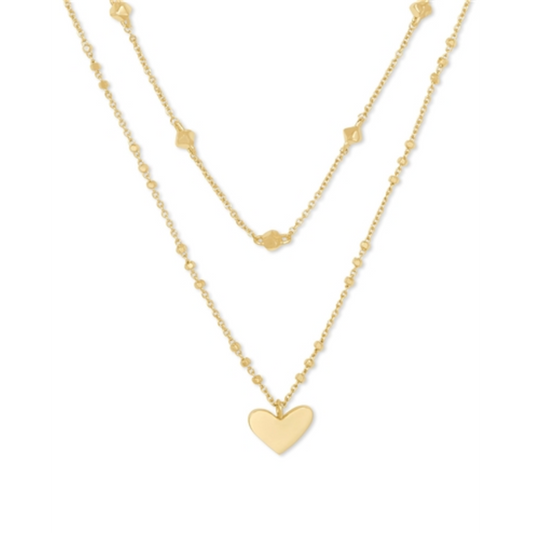 ARI HEART MULTI STRAND NECKLACE, GOLD
