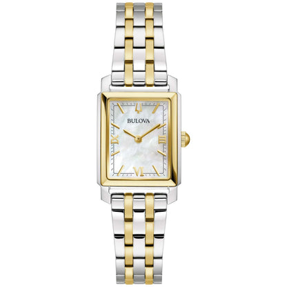 LADIES' SUTTON TWO-TONE STAINLESS STEEL WATCH, MOTHER-OF-PEARL DIAL