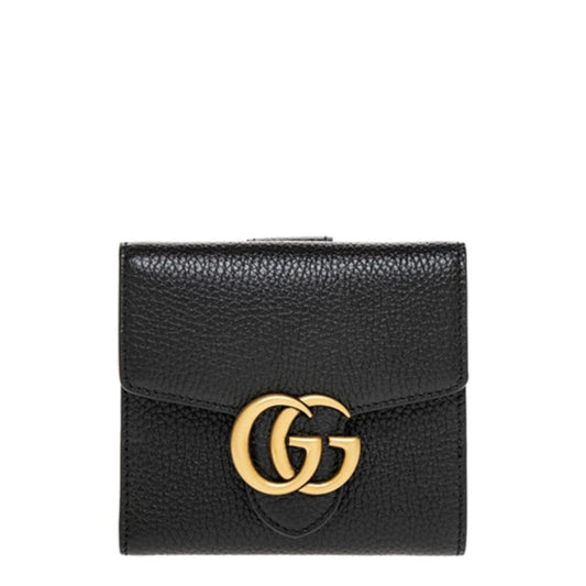 GG MARMONT LEATHER FOLDING WALLET, BLACK (NERO)