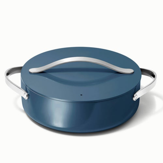 6QT NONSTICK CERAMIC RONDEAU PAN W/ LID NAVY
