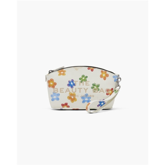 THE WILD DAISY LEATHER BEAUTY BAG, WHITE MULTI