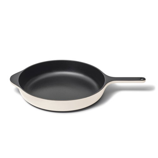 12" ENAMELED CAST IRON LARGE SKILLET CREAM