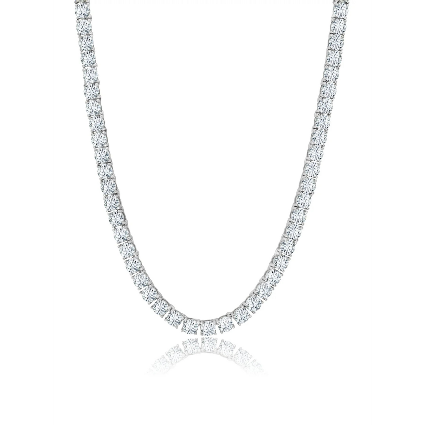 CRISLU CLASSIC TENNIS NECKLACE FINISHED IN PURE PLATINUM - 16 INCHES