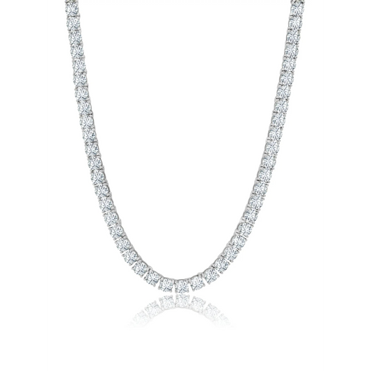 CRISLU CLASSIC TENNIS NECKLACE FINISHED IN PURE PLATINUM - 16 INCHES