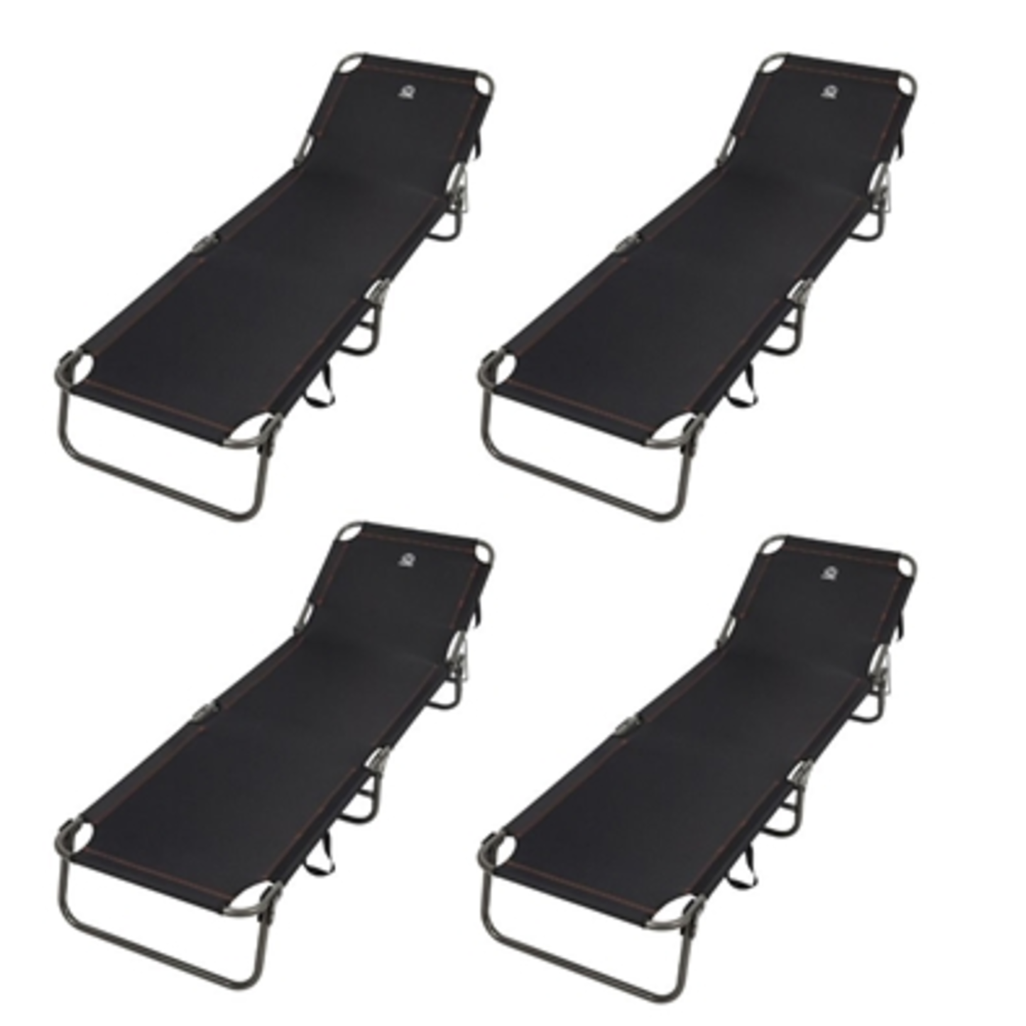 4 PACK LOUNGER COT SET, BLACK, 4 PIECES