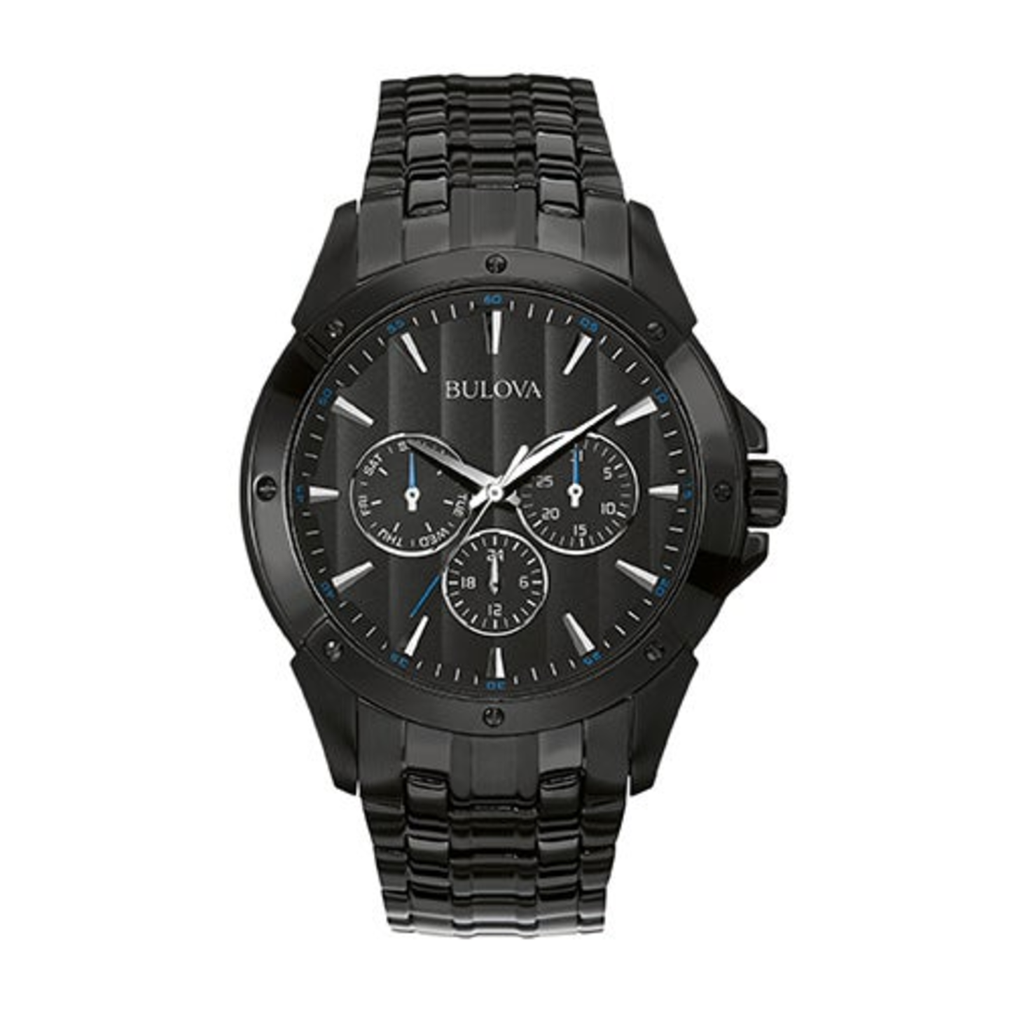 MENS BLACK ION-PLATED STAINLESS STEEL WATCH BLACK DIAL