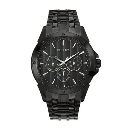 MENS BLACK ION-PLATED STAINLESS STEEL WATCH BLACK DIAL