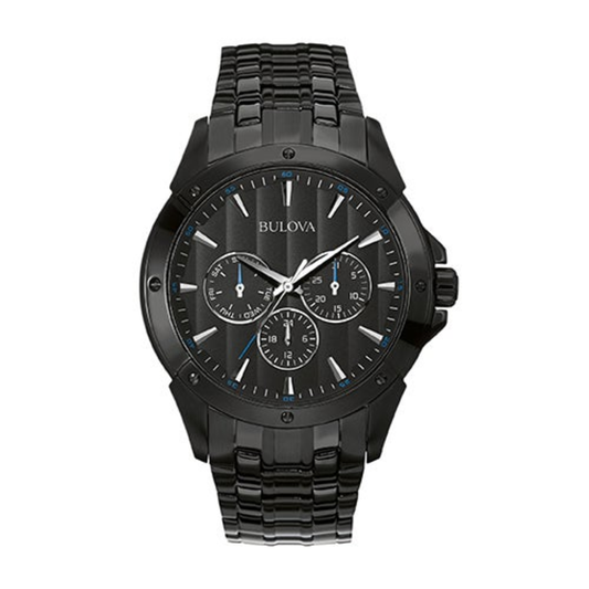 MENS BLACK ION-PLATED STAINLESS STEEL WATCH BLACK DIAL